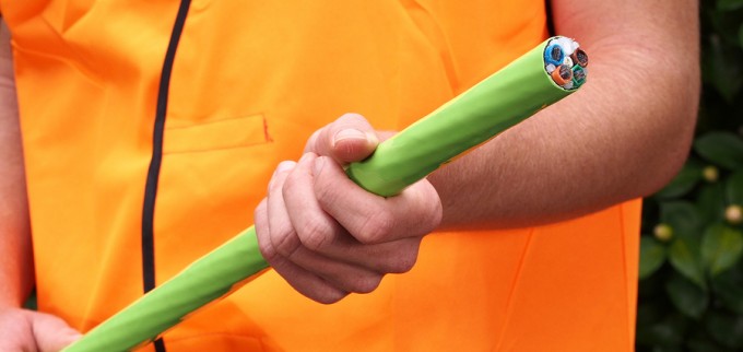 green nylon jacketed 576 fiber optic ribbon cable